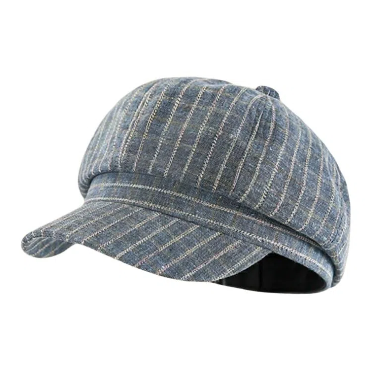 朵澜 格纹云朵八角韩系大头围文艺复古 腈纶 贝雷帽 女款