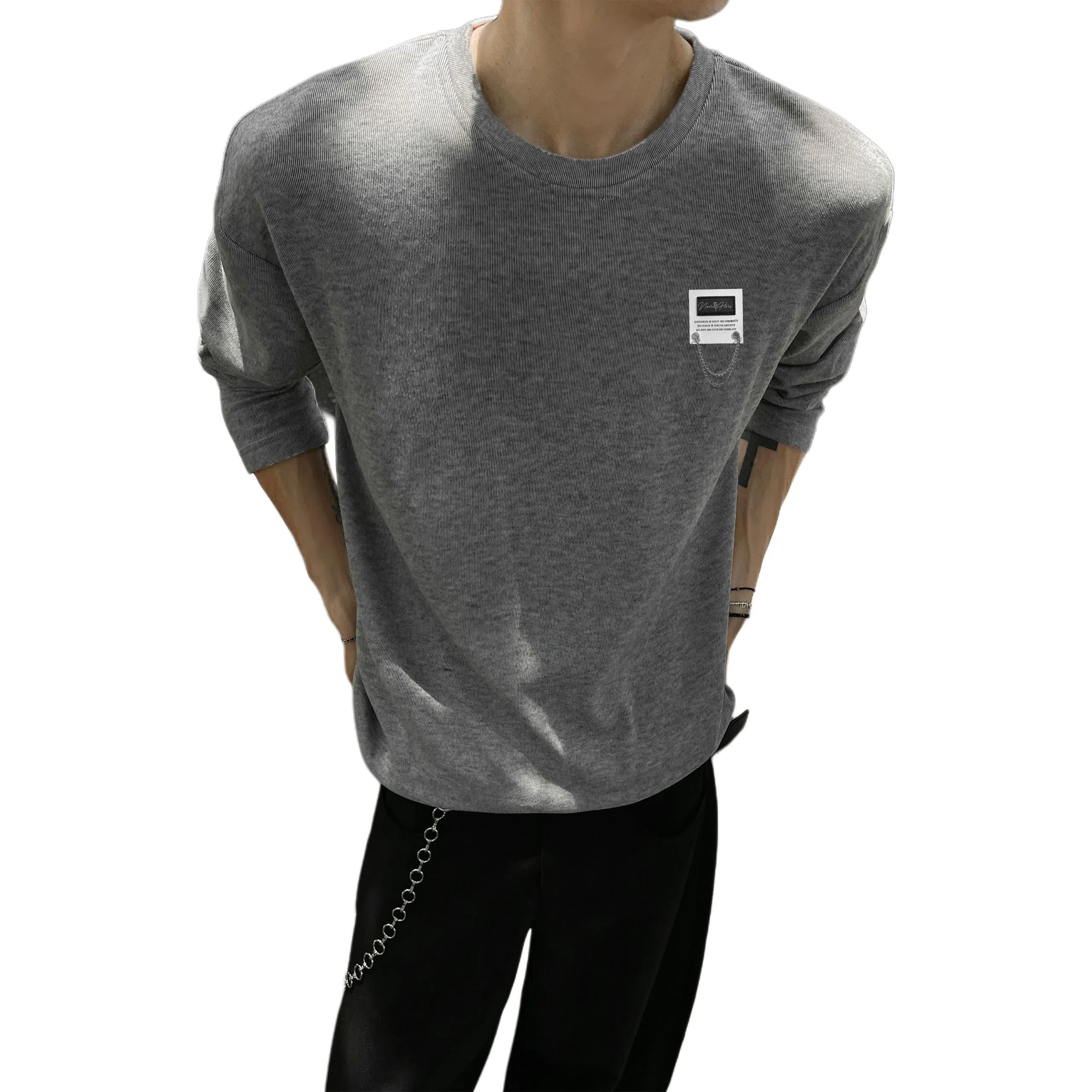 【可外穿打底保暖仿绵羊绒】布客行 美式复古高街轻奢老钱重磅慵懒垂感落肩港风宽松休闲舒适纯色基础百搭可内搭可拆卸胸针卫衣 男女同款