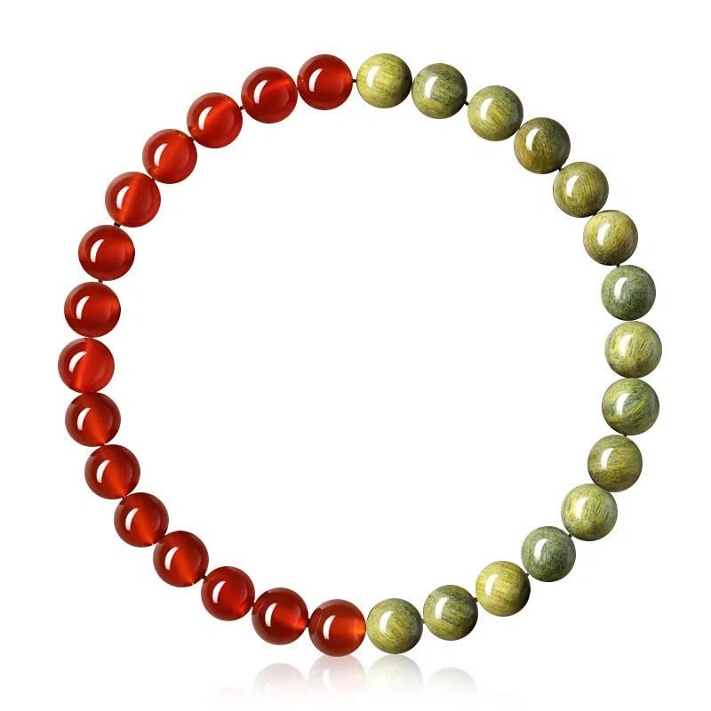 聆听花开 新中式复古国风优雅小众高级感轻奢文玩佛珠盘玩玛瑙简约百搭个性日常民族风手饰礼盒装#好运 绿檀 手串 男女同款情侣款