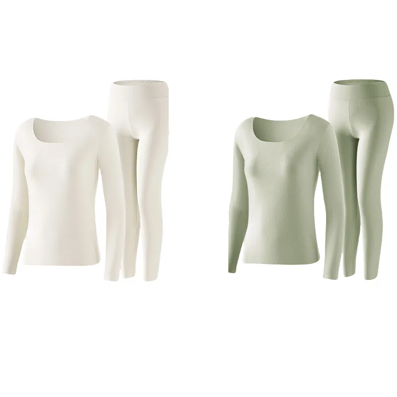兰缪 都市高级感双面磨绒高弹感裸感无痕山茶系列优雅防寒舒适透气秋衣秋裤打底内衣保暖套装 女款