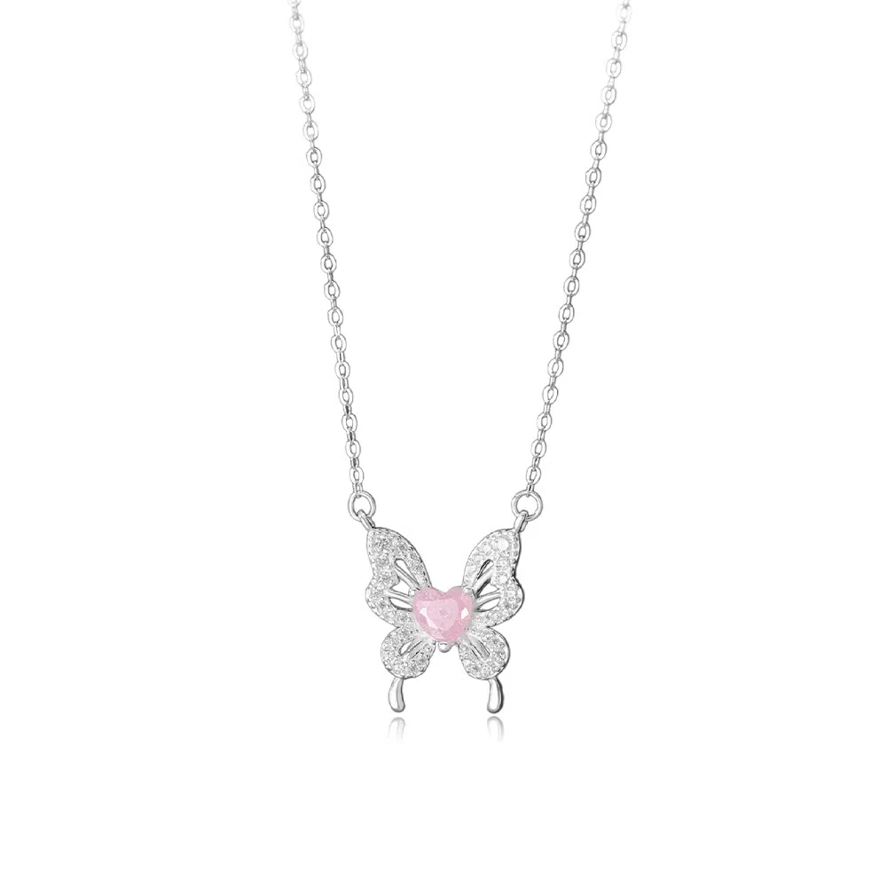 【S999足银 好运福蝶】 七七银饰 招财玄学 闪耀轻奢小众时尚简约 甜蜜告白 森系小清新时尚优雅 个性潮流百搭   纯银 项链 女款