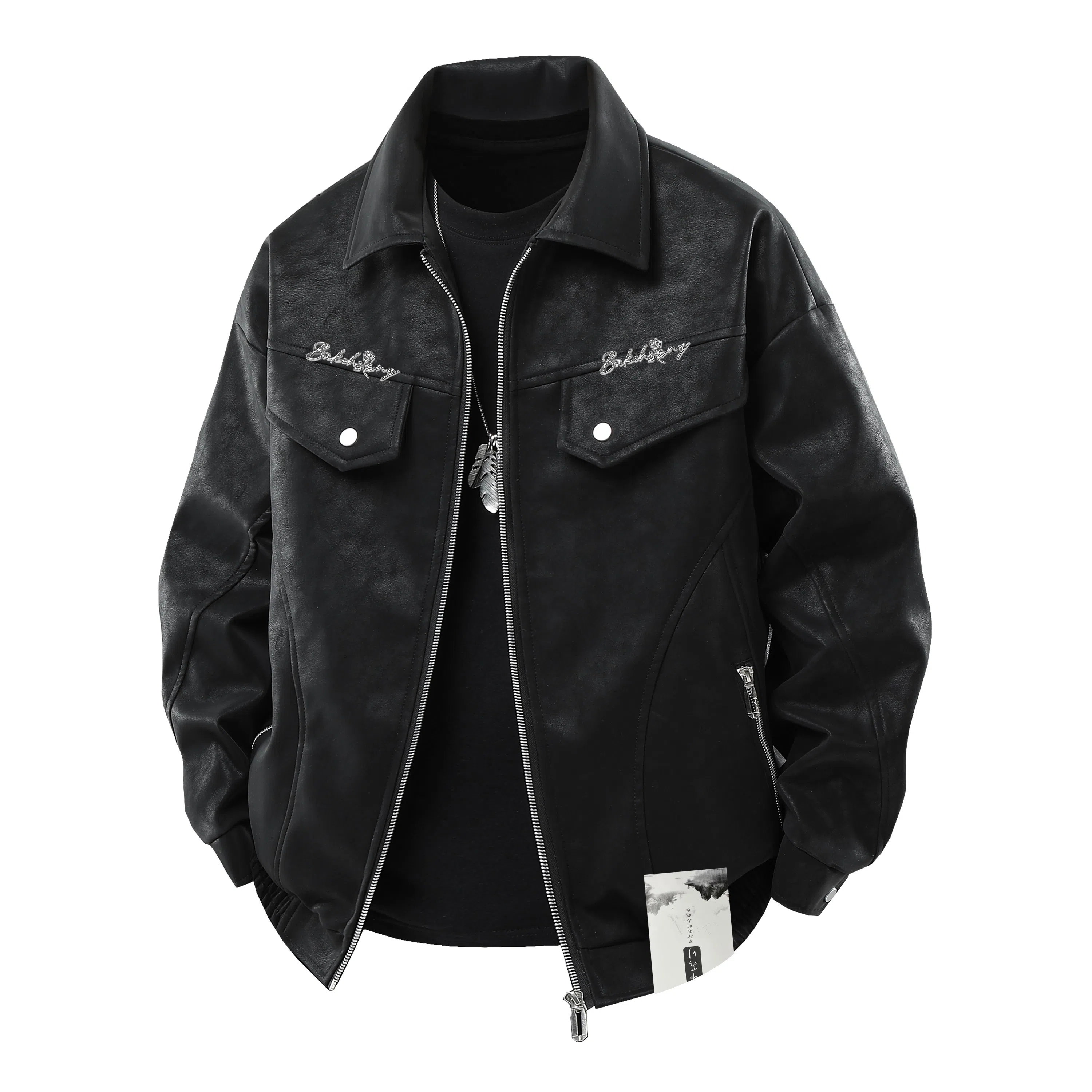 【高智感老钱风PU皮衣】布客行 机能风飞行员教练服美拉德港风高街休闲轻奢痞帅翻领落肩袖韩版百搭防风防泼水工装夹克 男女同款