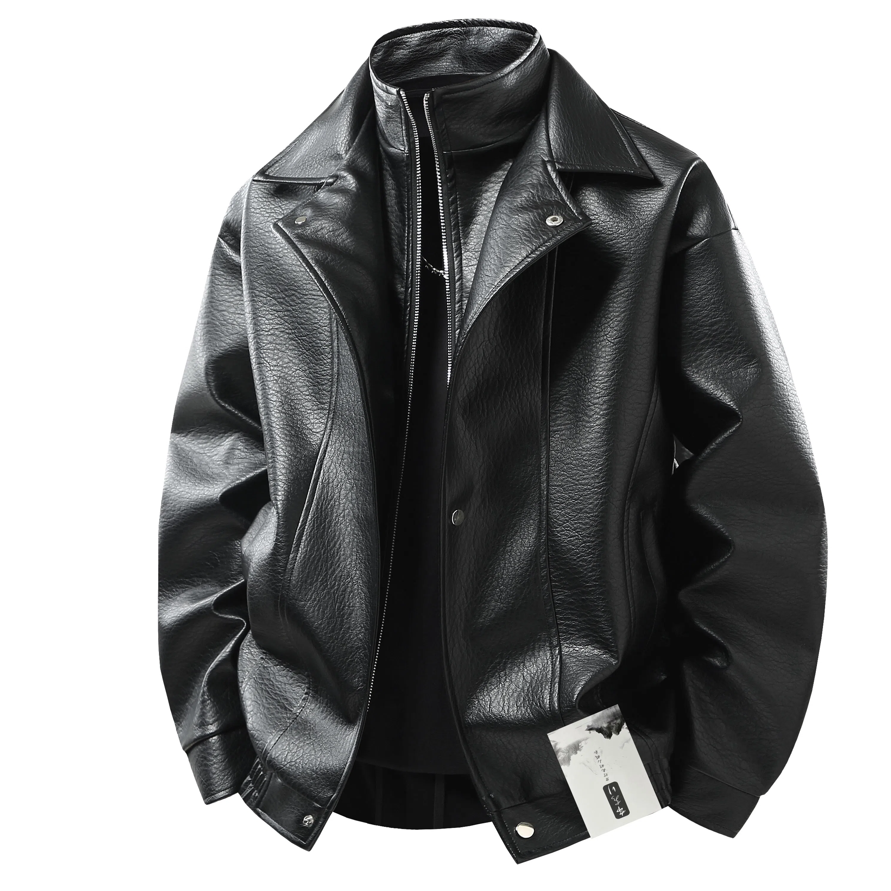 【老钱风高智感PU皮衣】布客行 飞行员教练机能服美拉德港高街休闲轻奢时尚痞帅翻领假两件落肩袖韩版百搭保暖防泼水工装夹克 男女同款