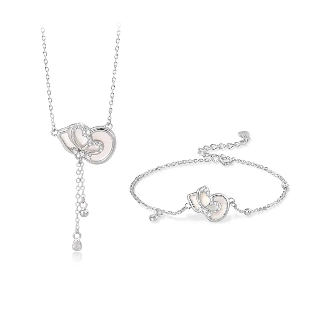 【S925银 福禄双全】 七七银饰 葫芦蝴蝶 招财纳福 新中式 平安顺遂福气满满 轻奢浪漫气质百搭 灵动优雅#好运 纯银 项链 女款