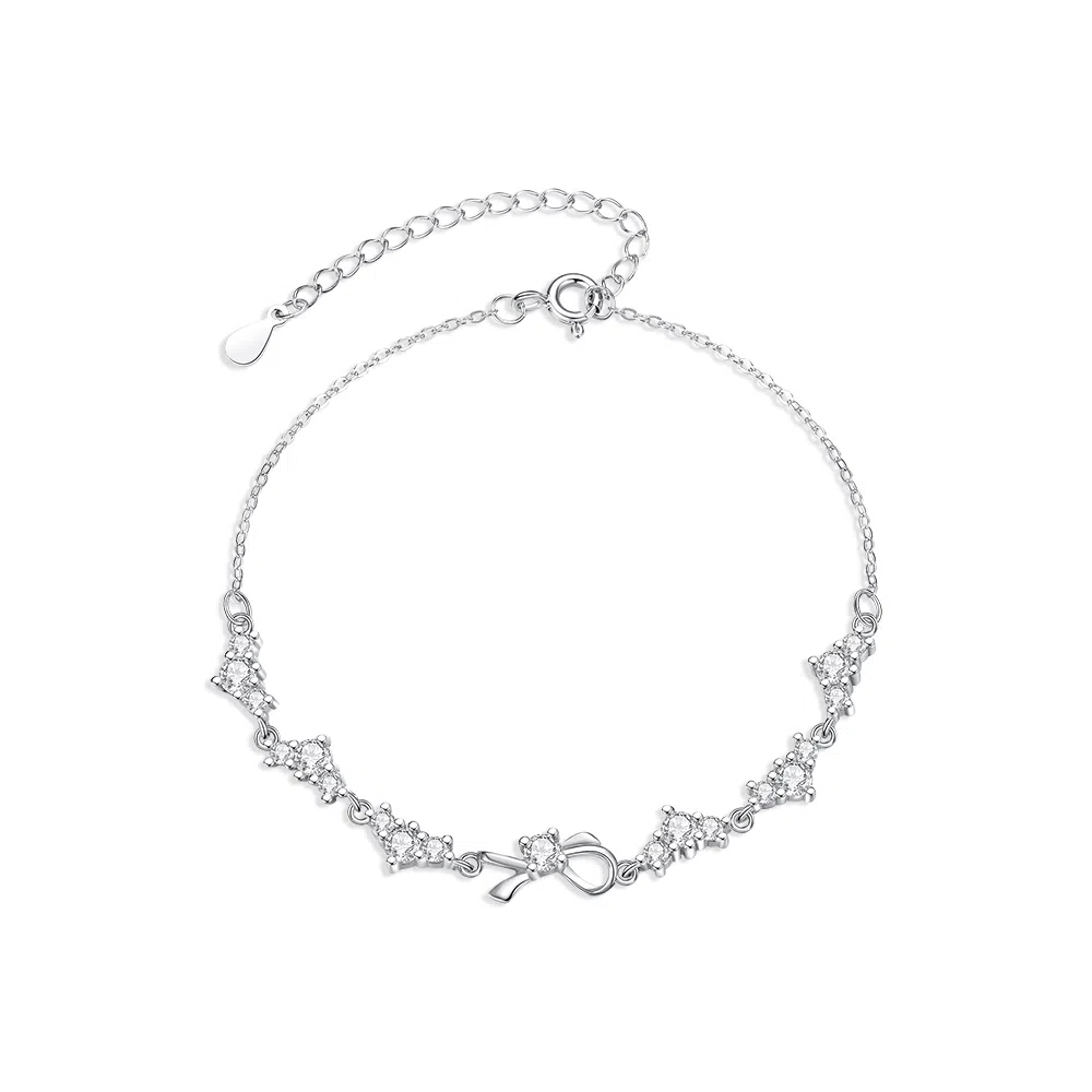 【纯银999 | 星光蝴蝶结】 凤祥囍事 老凤祥 优雅浪漫温柔小众设计简约学生日常轻奢高级感经典百搭通勤浪漫约会可调节#好运 足银 手链 女款