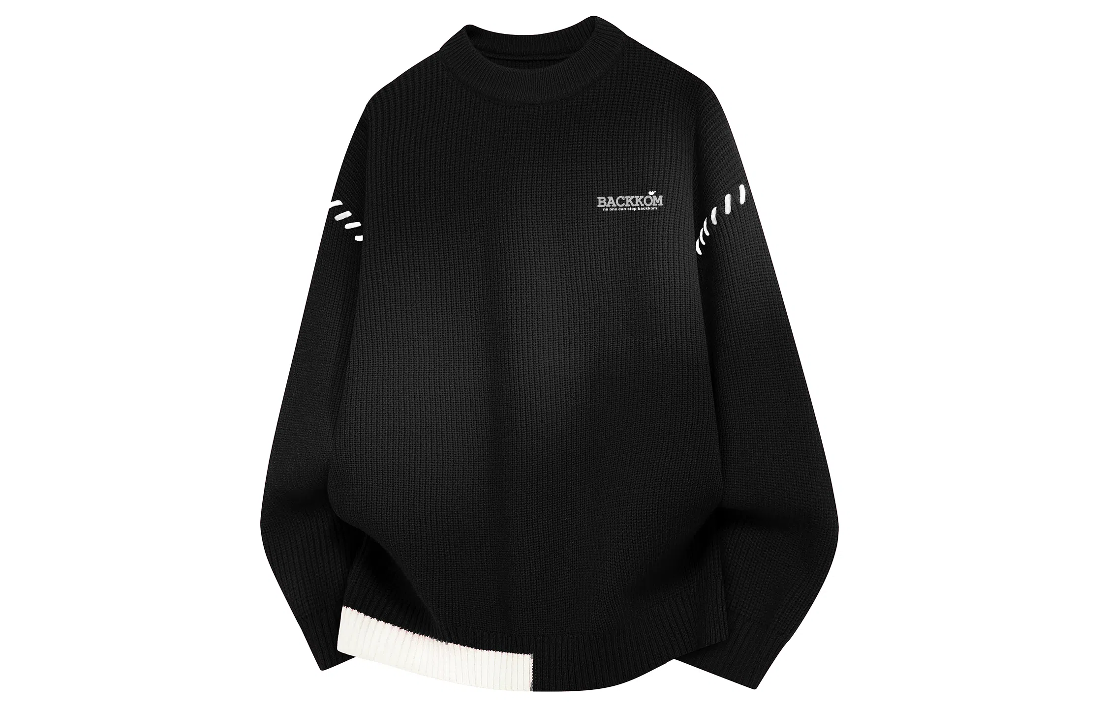 大卫贝肯 美式复古高街基础款圆领套头上衣潮流潮牌休闲宽松内搭打底衫时尚百搭痞帅慵懒风秋冬款长袖毛衣 男女同款