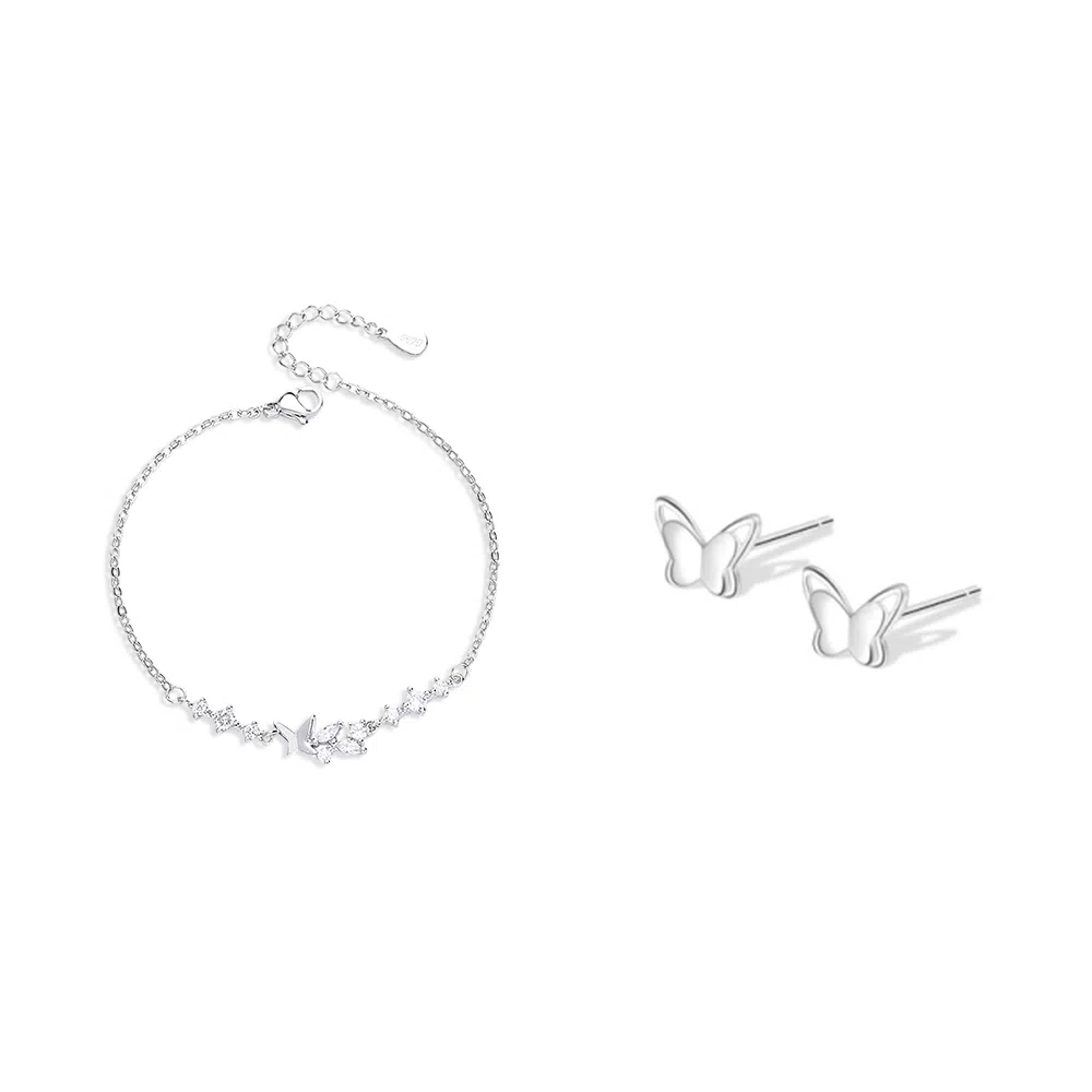 【纯银999 | 星光蝴蝶】 凤祥囍事 老凤祥 优雅浪漫温柔小众设计简约学生日常轻奢高级感经典百搭通勤浪漫约会可调节#好运 足银 手链 女款