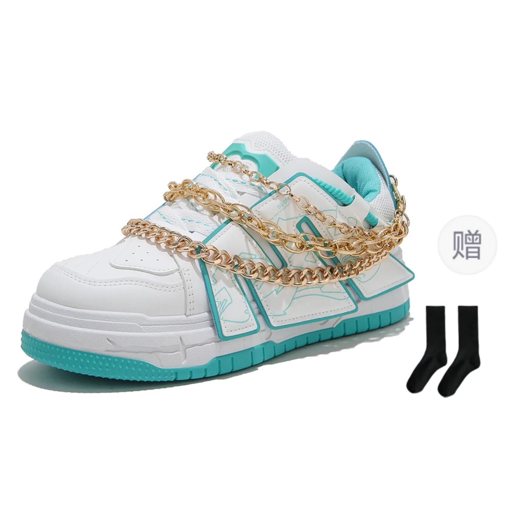 乐乐鱼 潮酷链条百搭小众运动 轻便 低帮 板鞋 男款