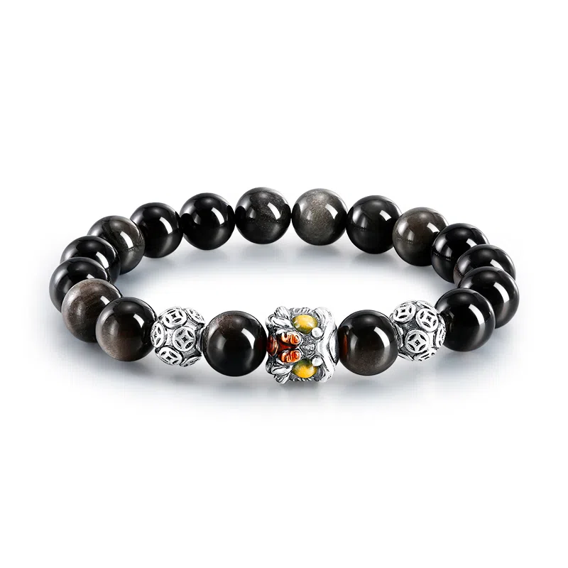 【999足银|醒狮手链】生财利是 匆匆那年 八方来财  高级感 小众个性设计#好运 黑曜石 手串 男款