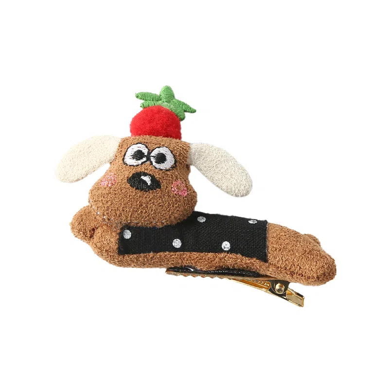 如花梦 可爱万岁 软萌小狗波点侧边夹碎发刘海夹 布艺 发夹 女款