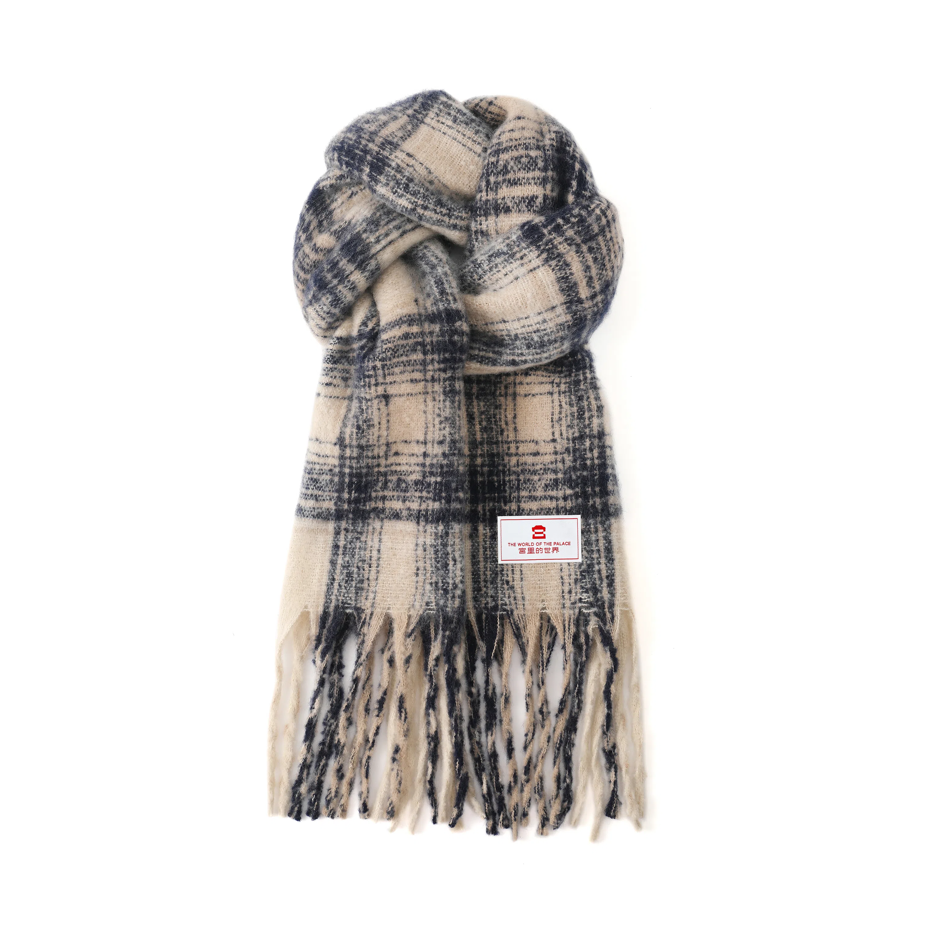 宫里的世界 保暖流苏韩版格纹 聚酯纤维 绒线围巾 男女同款情侣款