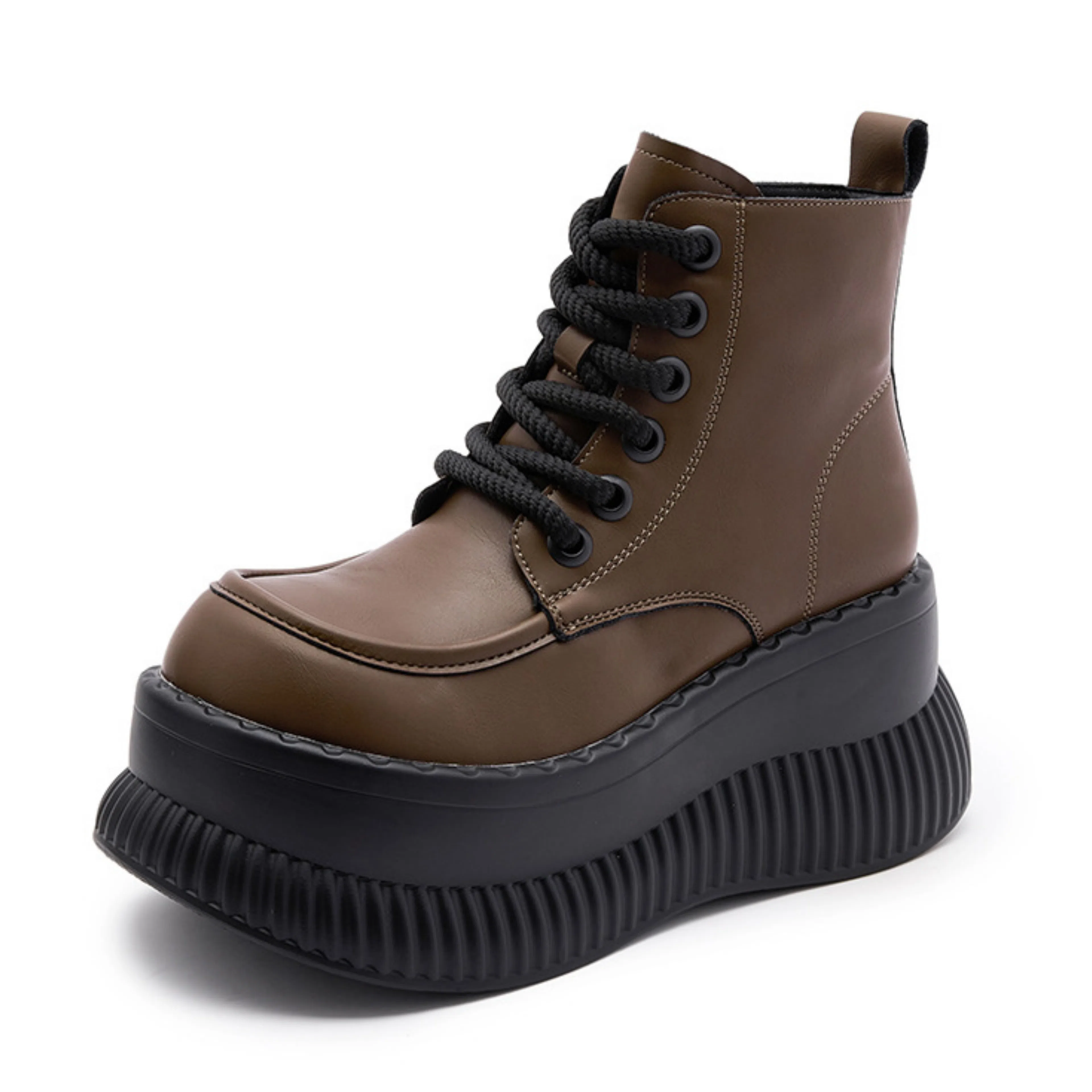 优质皮面厚底休闲百搭松糕鞋 短靴 女款