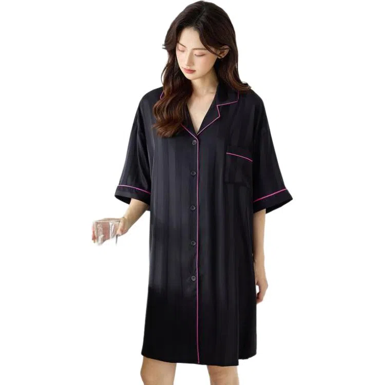 欧迪芬 丝滑冰丝短袖睡裙 女款