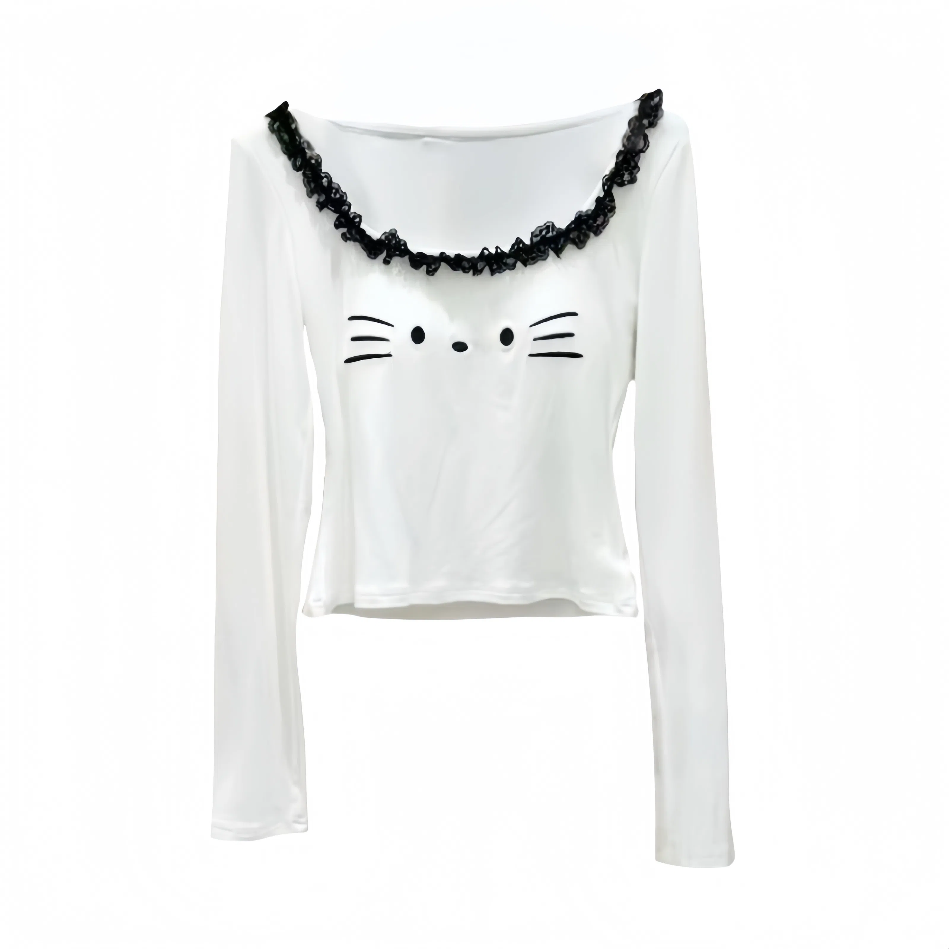 YGPRW U-Neck Lace Cat Top