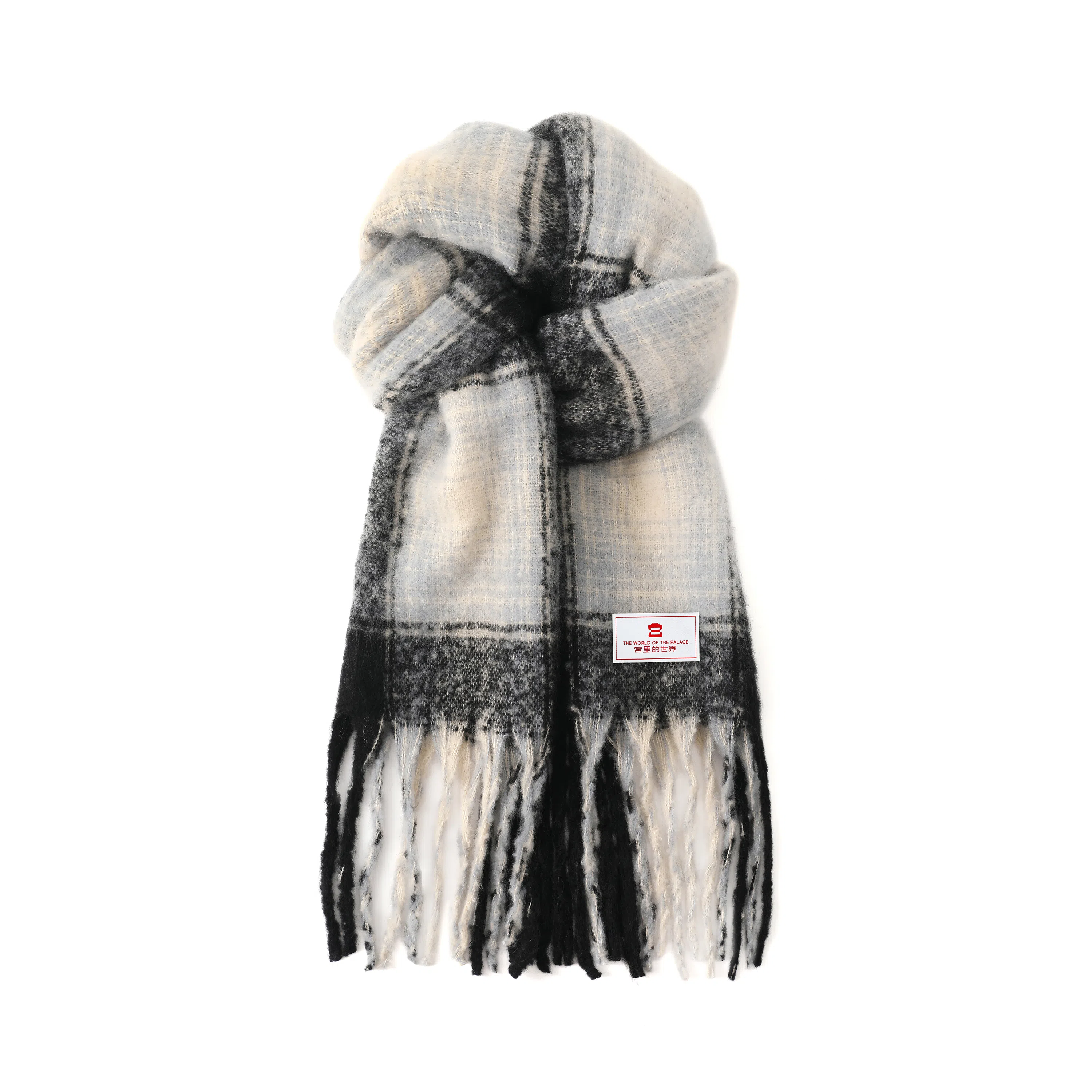 宫里的世界 保暖流苏韩版格纹 聚酯纤维 绒线围巾 男女同款情侣款