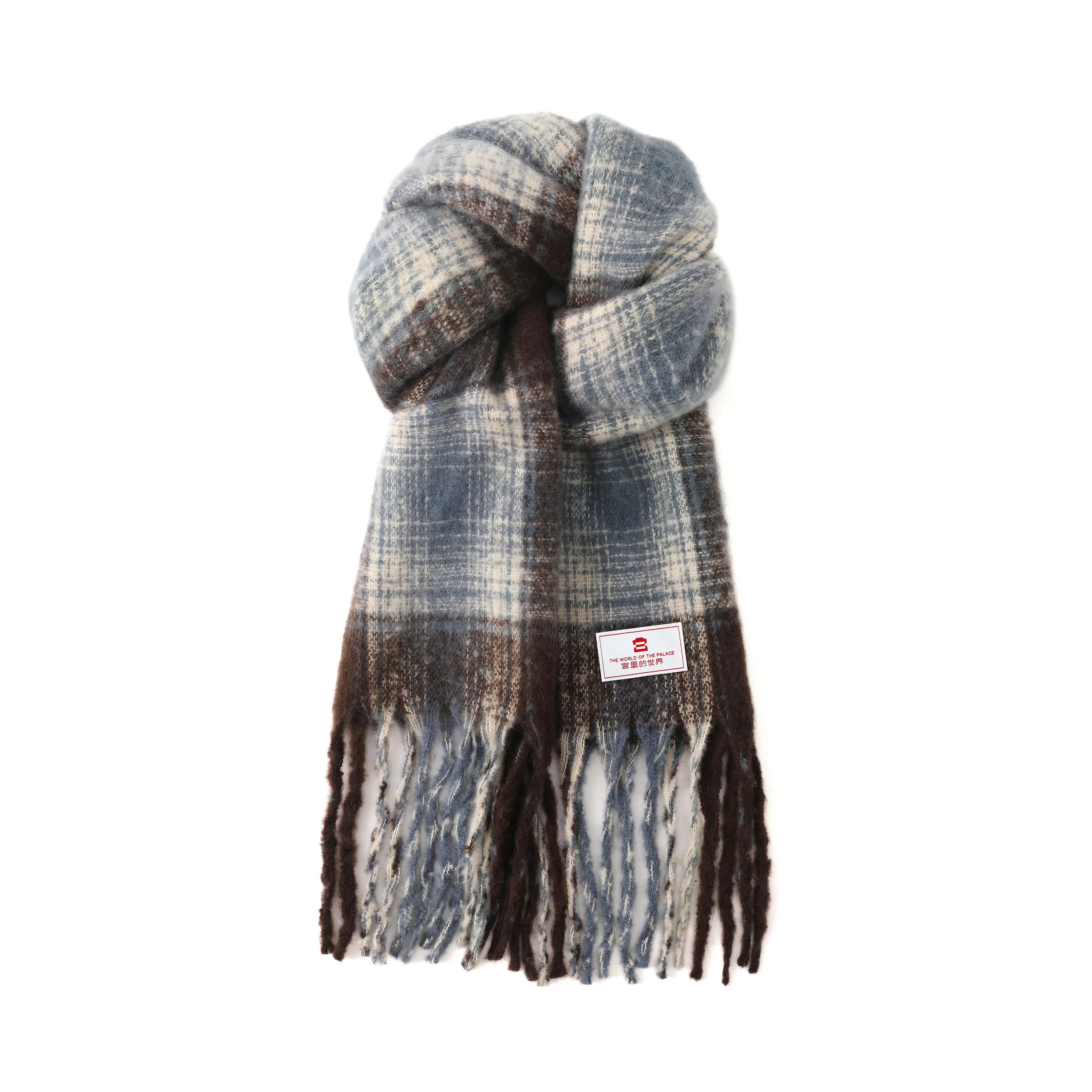宫里的世界 保暖流苏韩版格纹 聚酯纤维 绒线围巾 男女同款情侣款