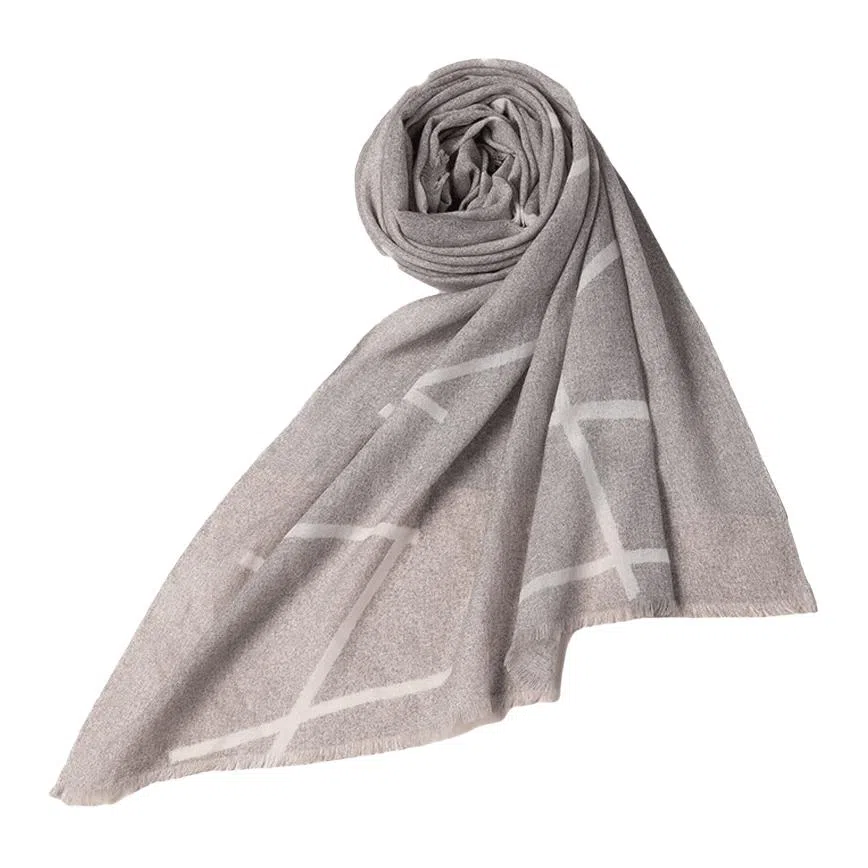 红豆 时尚百搭轻盈舒适保暖条纹格 羊毛 绒线围巾 男女同款情侣款