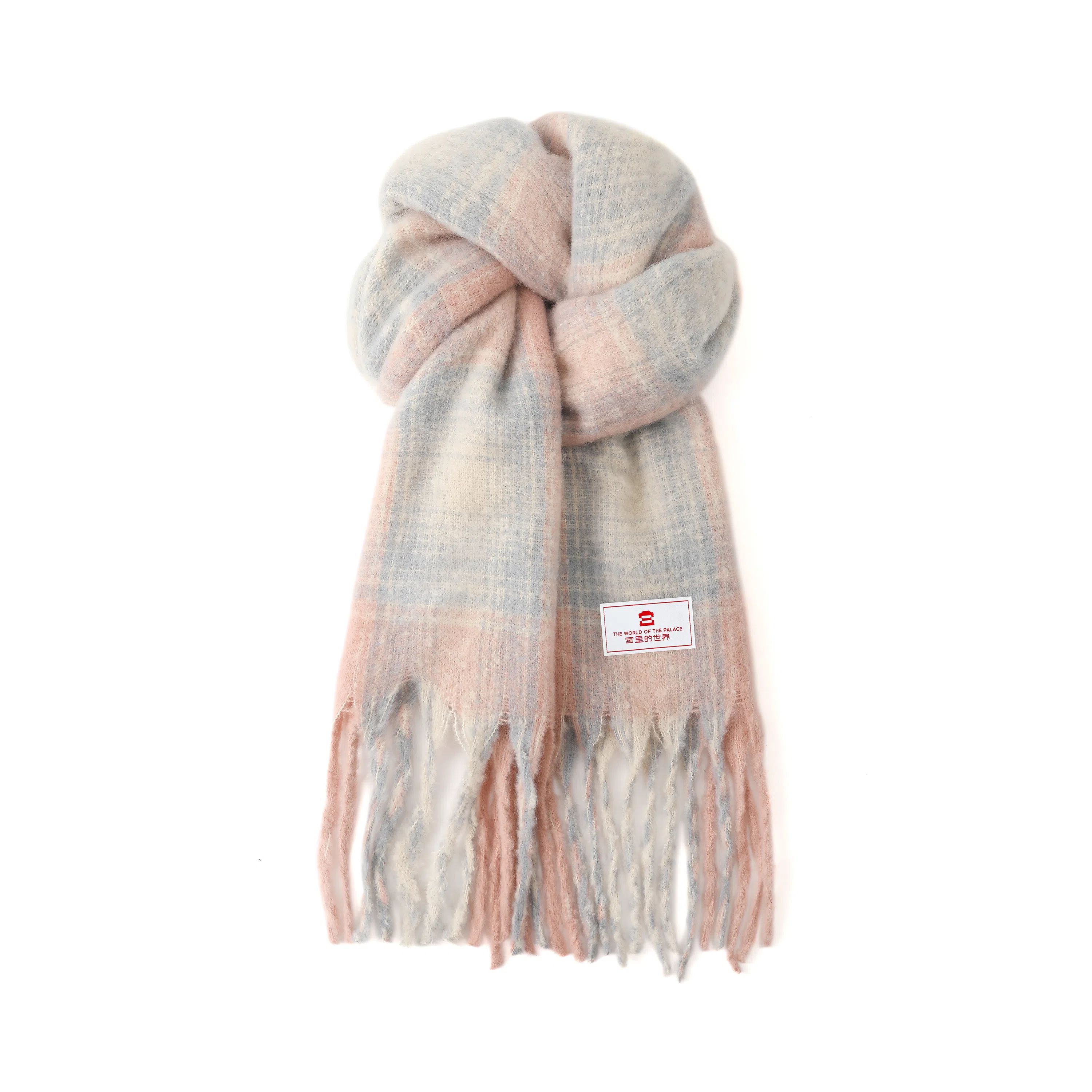 宫里的世界 保暖流苏韩版格纹 聚酯纤维 绒线围巾 男女同款情侣款