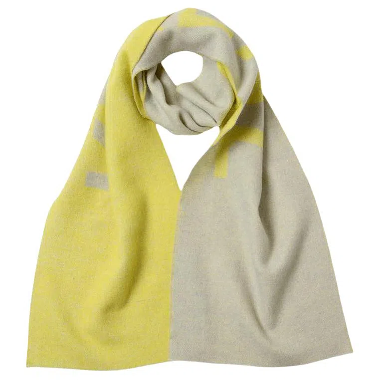 红豆 品牌提花黄色甜美简约舒适保暖 羊毛 绒线围巾 男女同款情侣款