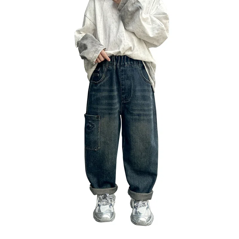 黑恐龙牛仔裤 宽松裤子痞帅春季