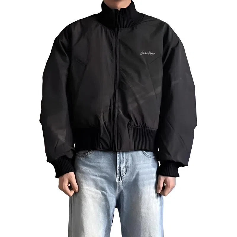 布客行 【初秋赛博朋克拉链飞行员外套】纯色设计美式复古廓形立领短款不羁有型顺滑细腻材质防风防水机能休闲百搭新潮夹克 男女同款