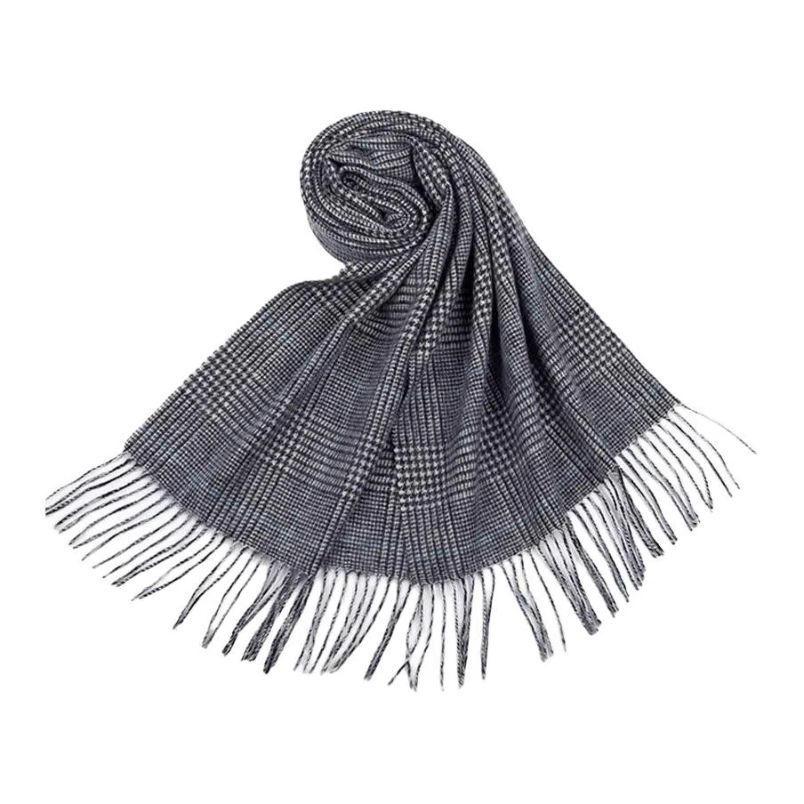 红豆 品牌千鸟格格子条纹时尚百搭经典 羊毛 绒线围巾 男女同款情侣款