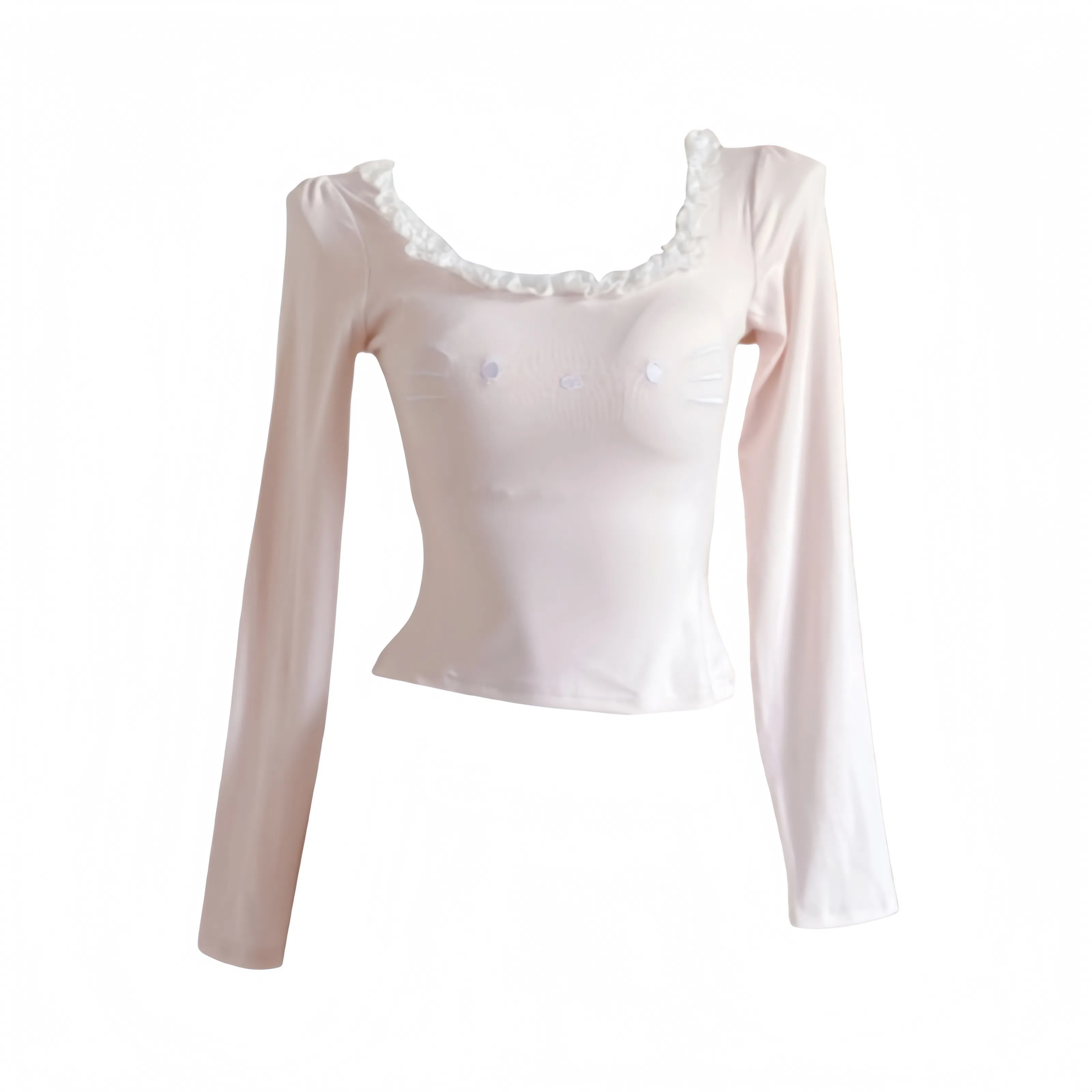 YGPRW U-Neck Lace Cat Top