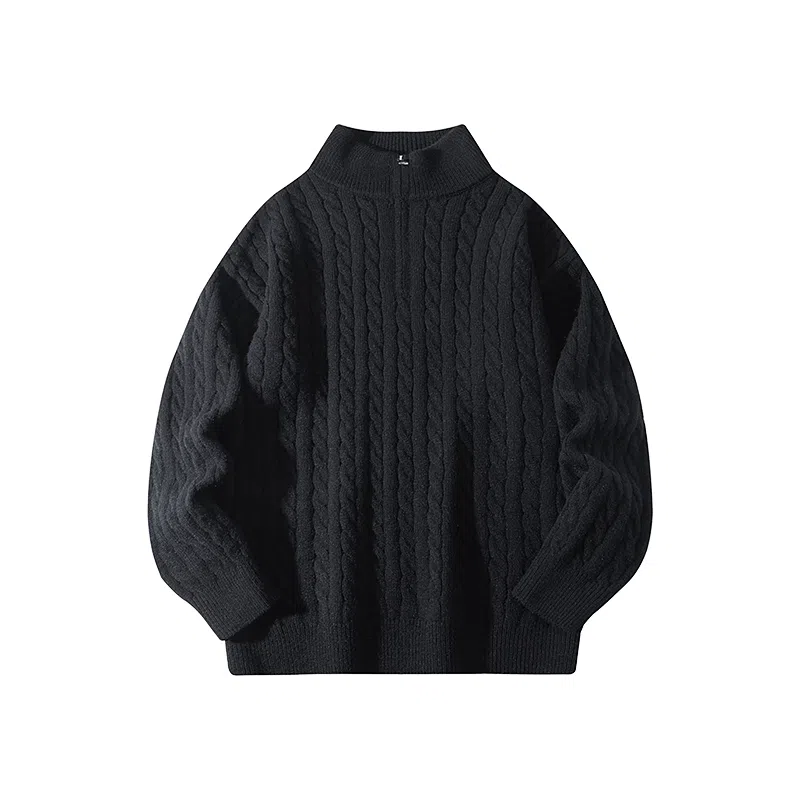 欧迪芬 潮牌纯色绞花半拉链休闲百搭内搭大学生外穿开衫立领毛衣 男女同款