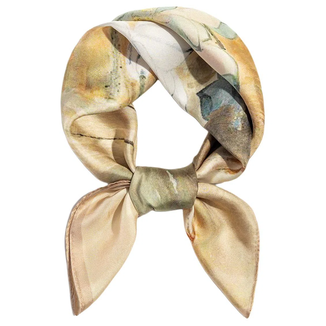 一米画纱 优雅中式花朵图案精致真丝材质高品质斜纹绸印花方巾如画系列 桑蚕丝 丝巾 女款