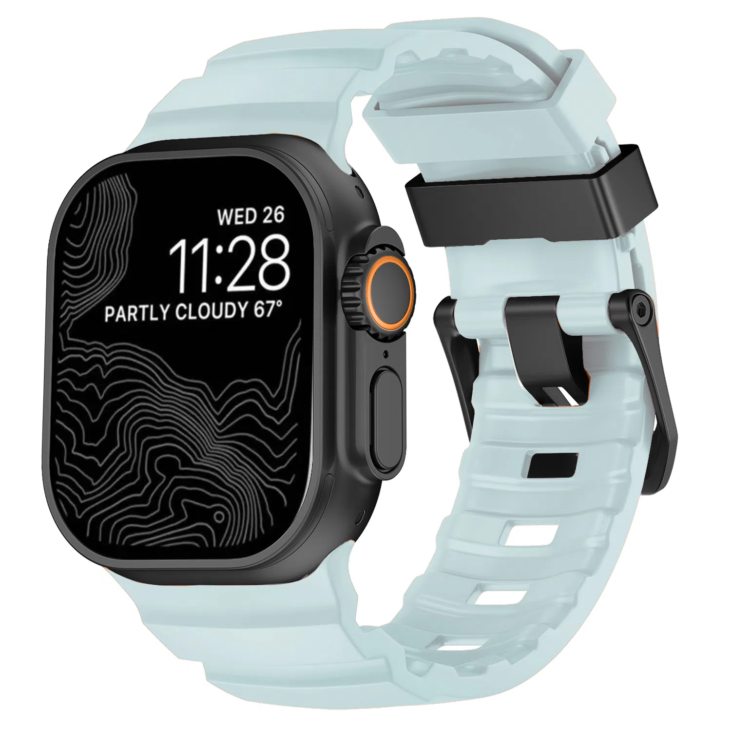 亿祈发 表带 苹果适用 硅胶材质 冰蓝夜光男女通用