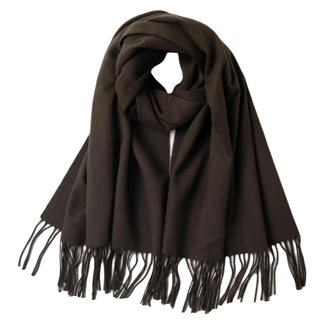 红豆 品牌绒毛混纺素色纯色水纹披肩柔软舒适保暖流苏 绵羊毛 绒线围巾 男女同款情侣款