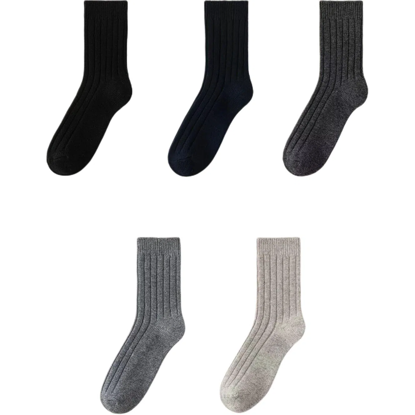 妮轻 羊毛秋冬季加厚纯色简约中筒袜 男款