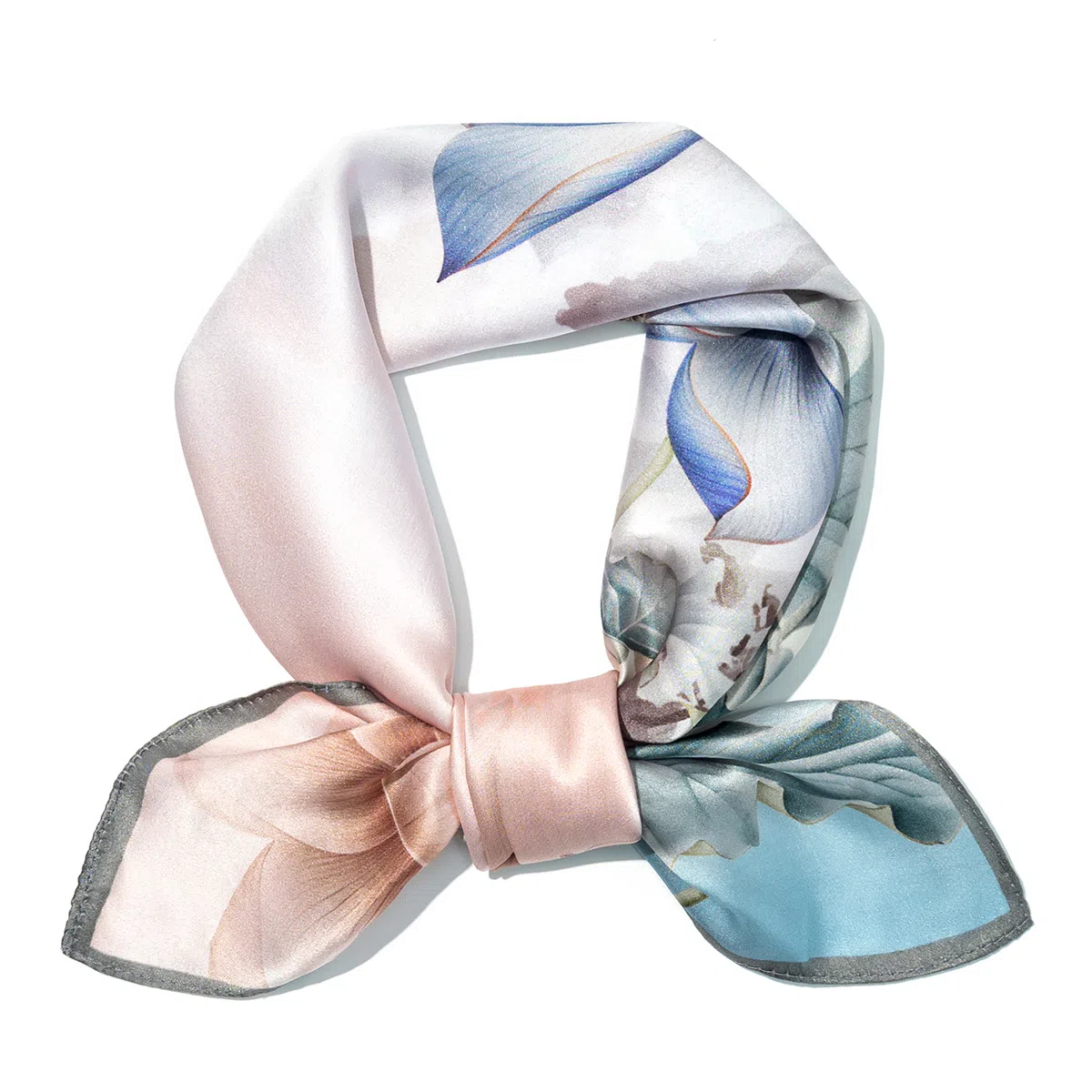 一米画纱 丝绸质感花卉图案国风印花真丝方巾踏青郊游装饰领巾拍照搭配 桑蚕丝 丝巾 女款