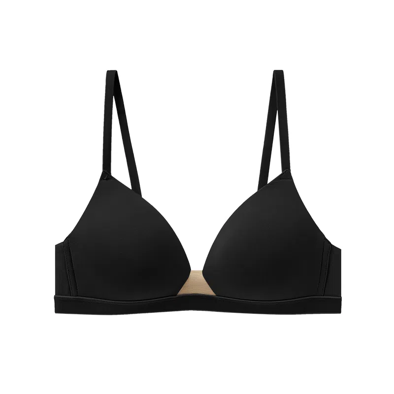 内在密码 法式无痕内衣女小胸聚拢无钢圈上托防下垂一片式三角杯舒适文胸罩 女款