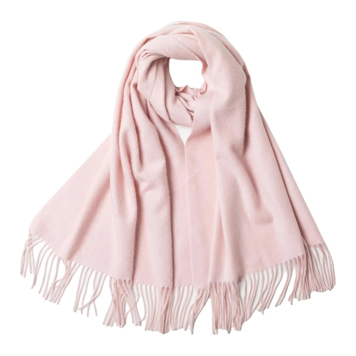 红豆 品牌流苏纯色简约保暖 山羊绒 绒线围巾 男女同款情侣款