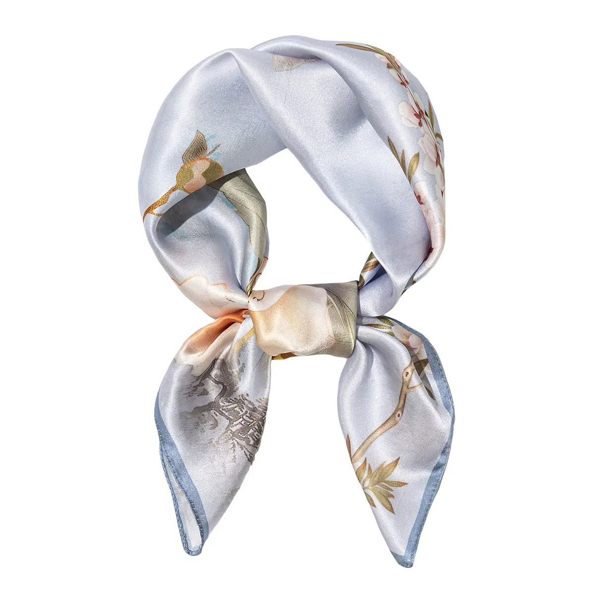 一米画纱 丝绸质感花卉图案国风印花真丝方巾踏青郊游装饰领巾拍照搭配 桑蚕丝 丝巾 女款