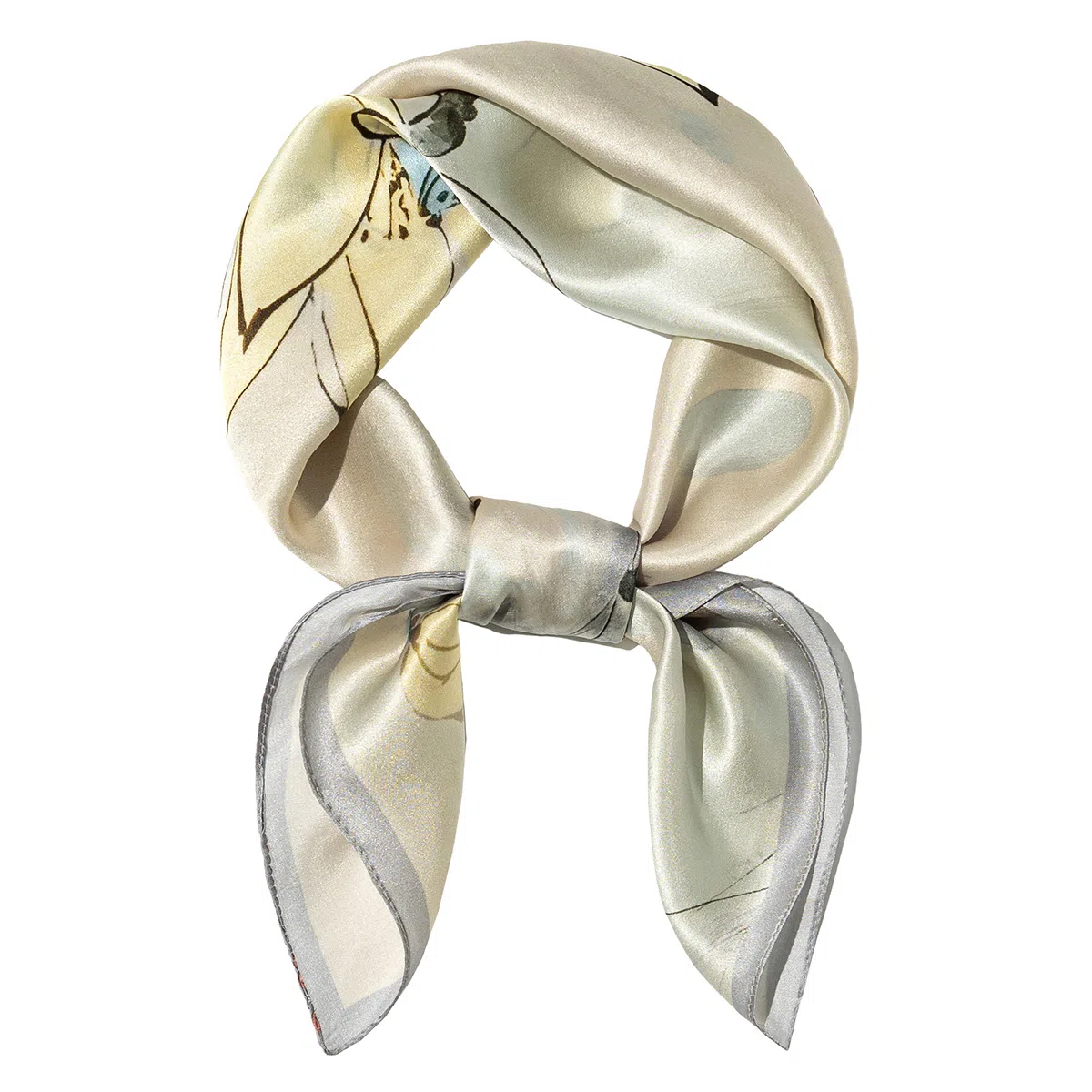 一米画纱 丝绸质感花卉图案国风印花真丝方巾踏青郊游装饰领巾拍照搭配 桑蚕丝 丝巾 女款