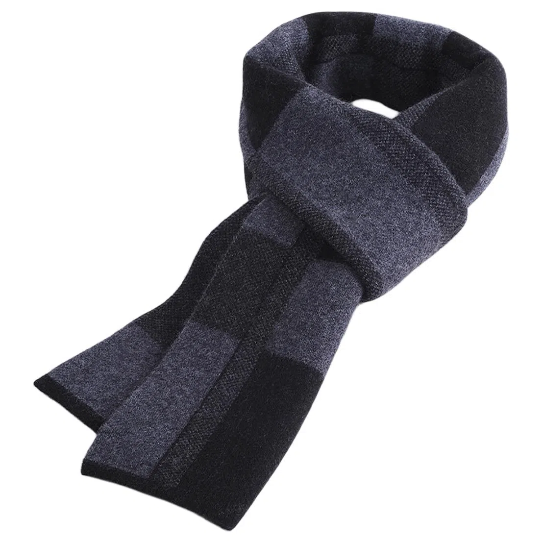 红豆 时尚柔软多变百搭格纹保暖 混纺 绒线围巾 男款