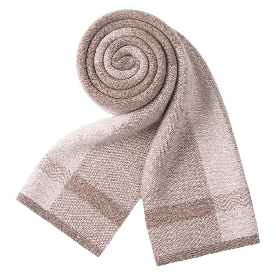 红豆 柔软舒适大方百搭格纹 山羊绒 绒线围巾 男款