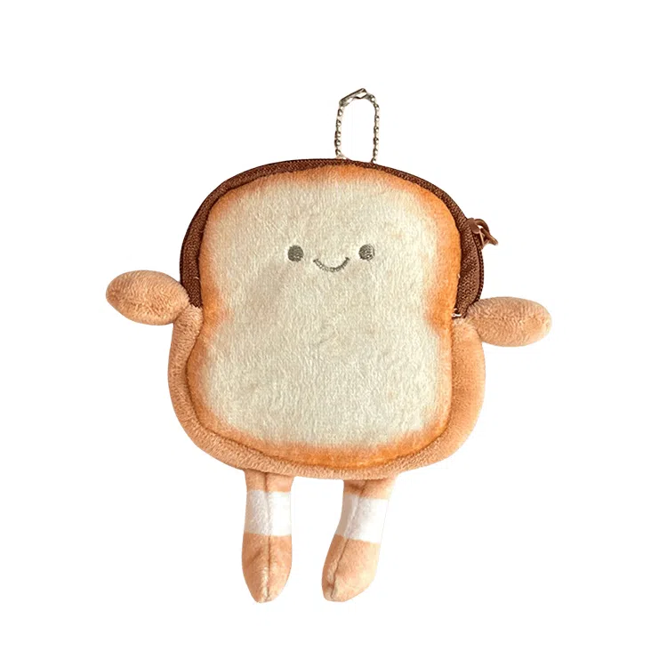 玄唐 可爱卡通吐司零钱包创意公仔小巧硬币耳机收纳包钥匙卡片小包 挂件 毛绒 男女同款情侣款