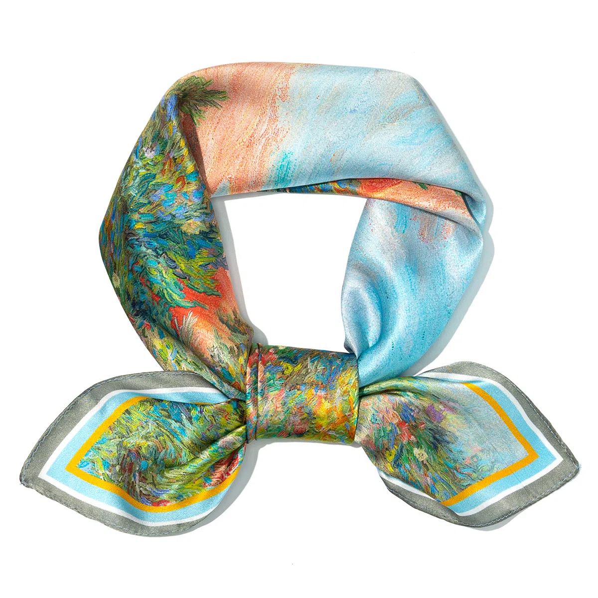 一米画纱 丝绸质感花卉图案国风印花真丝方巾踏青郊游装饰领巾拍照搭配 桑蚕丝 丝巾 女款