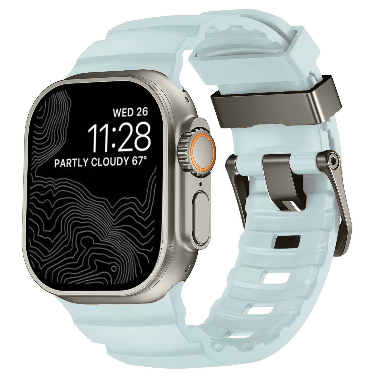 亿祈发 表带 苹果适用 硅胶材质 冰蓝夜光男女通用