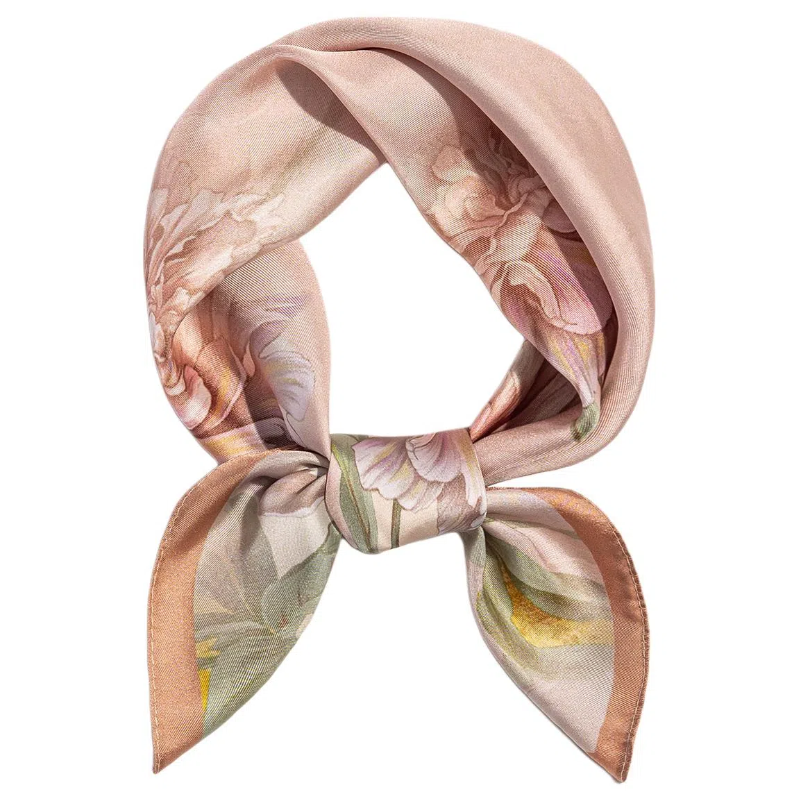 一米画纱 优雅中式花朵图案精致真丝材质高品质斜纹绸印花方巾如画系列 桑蚕丝 丝巾 女款