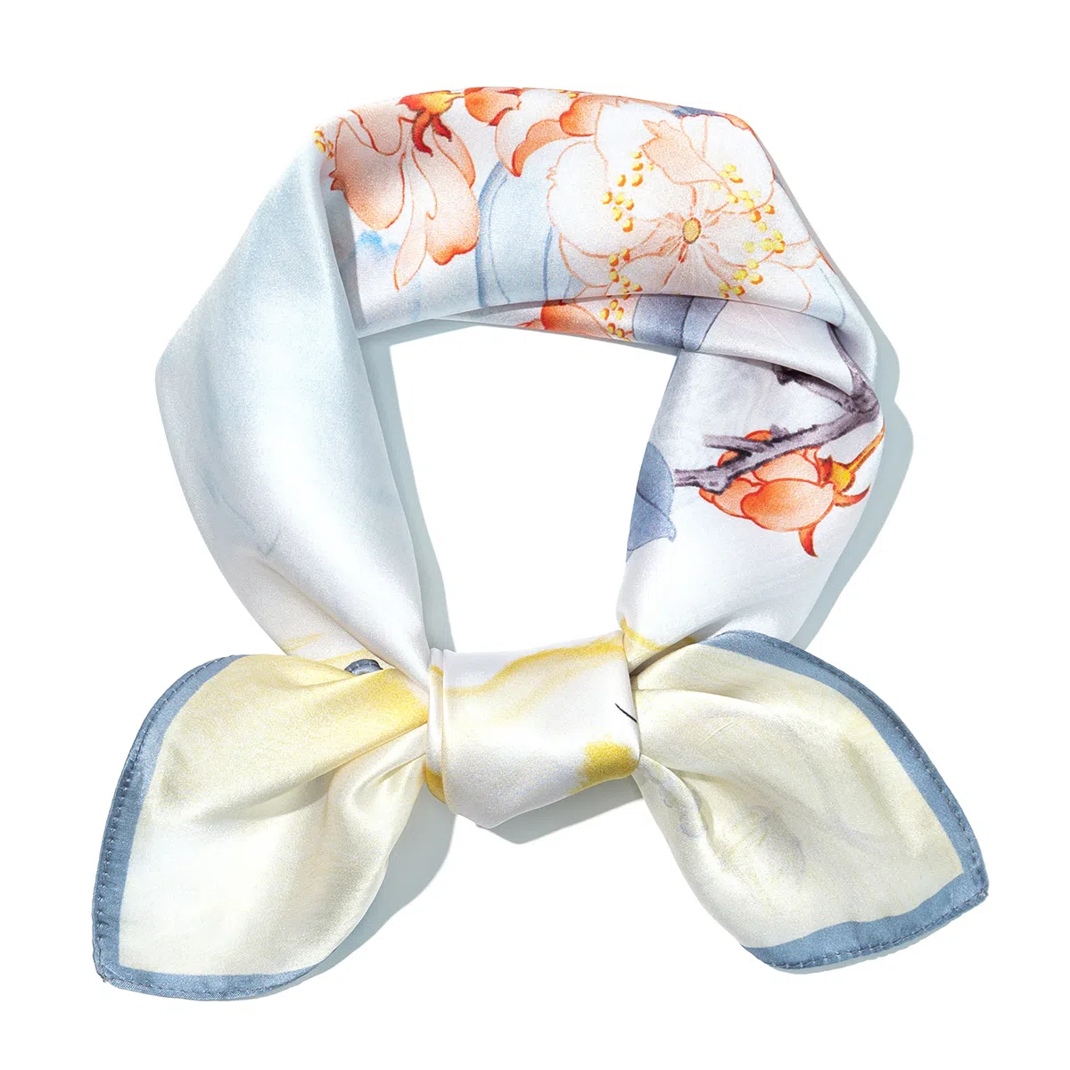 一米画纱 丝绸质感花卉图案国风印花真丝方巾踏青郊游装饰领巾拍照搭配 桑蚕丝 丝巾 女款