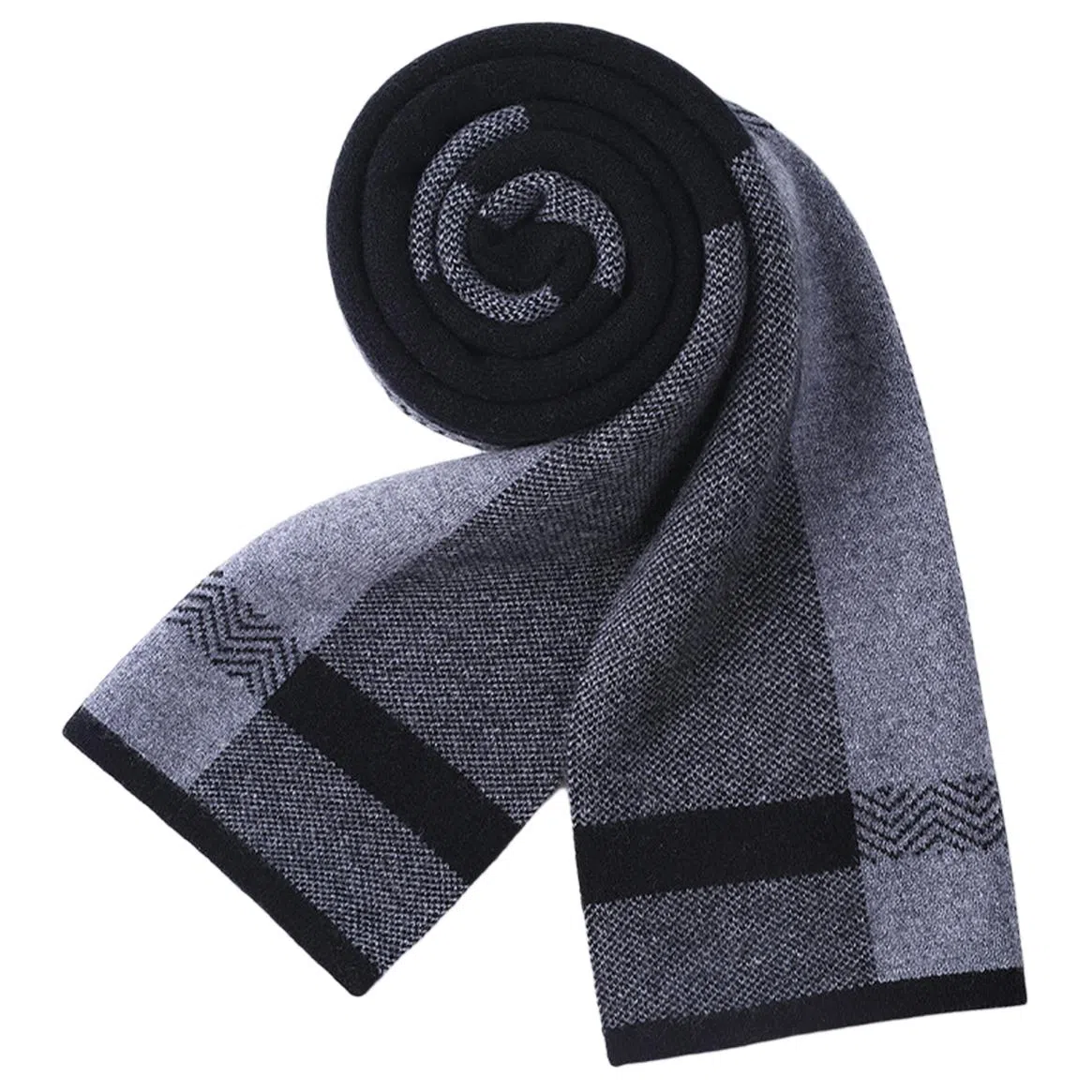 红豆 柔软舒适大方百搭格纹 山羊绒 绒线围巾 男款