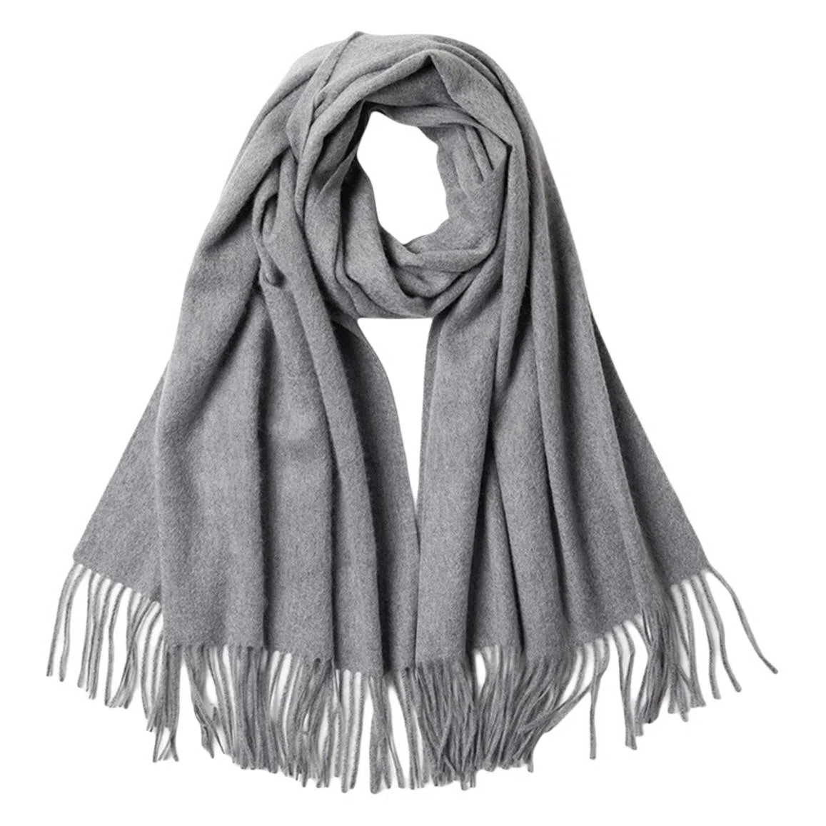 红豆 品牌流苏纯色简约保暖 山羊绒 绒线围巾 男女同款情侣款