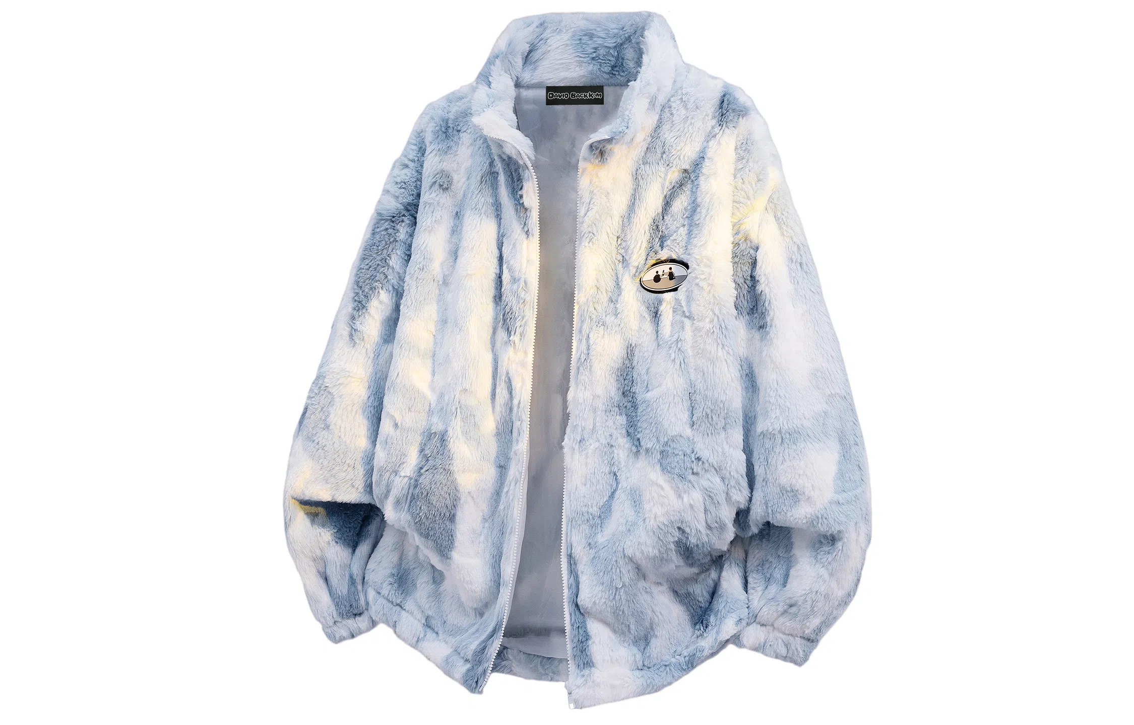 大卫贝肯 美式学院风基础款渐变撞色拼接设计宽松舒适休闲百搭简约保暖加厚羊羔绒绒感外套 男女同款