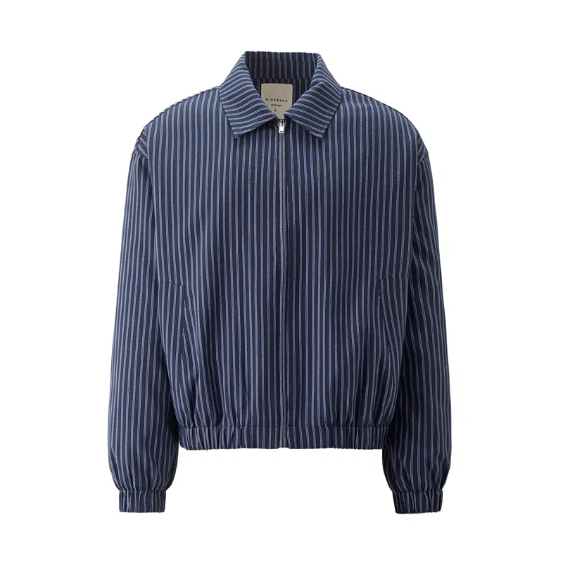 佐丹奴 洗水条纹牛仔翻领宽松棉衣外套棉服 男款