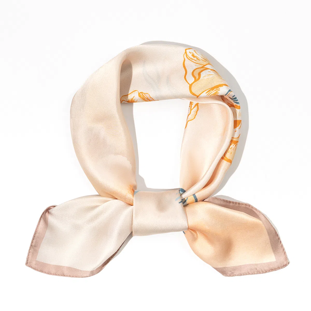 一米画纱 丝绸质感花卉图案国风印花真丝方巾踏青郊游装饰领巾拍照搭配 桑蚕丝 丝巾 女款