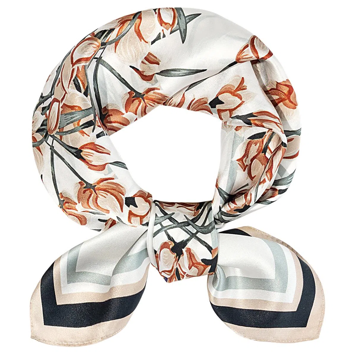 一米画纱 古典花卉雅韵国风真丝方巾旅游装饰素绸缎领巾搭配西装时尚出游 桑蚕丝 丝巾 女款